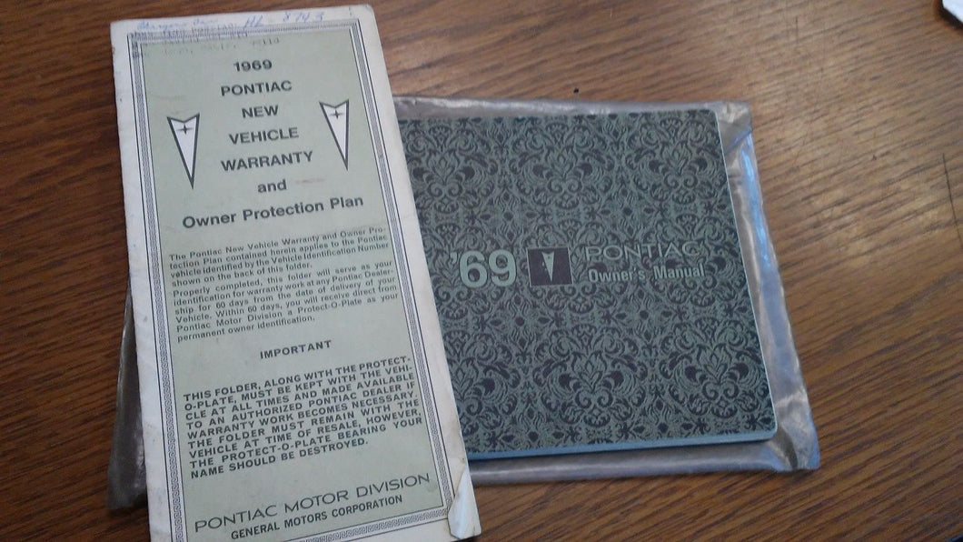 Original 1969 Pontiac Owners Manual w/ Warranty info