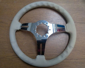 1968-1982 Corvette Tan Leather/ Chrome 3 Spoke Steering Wheel