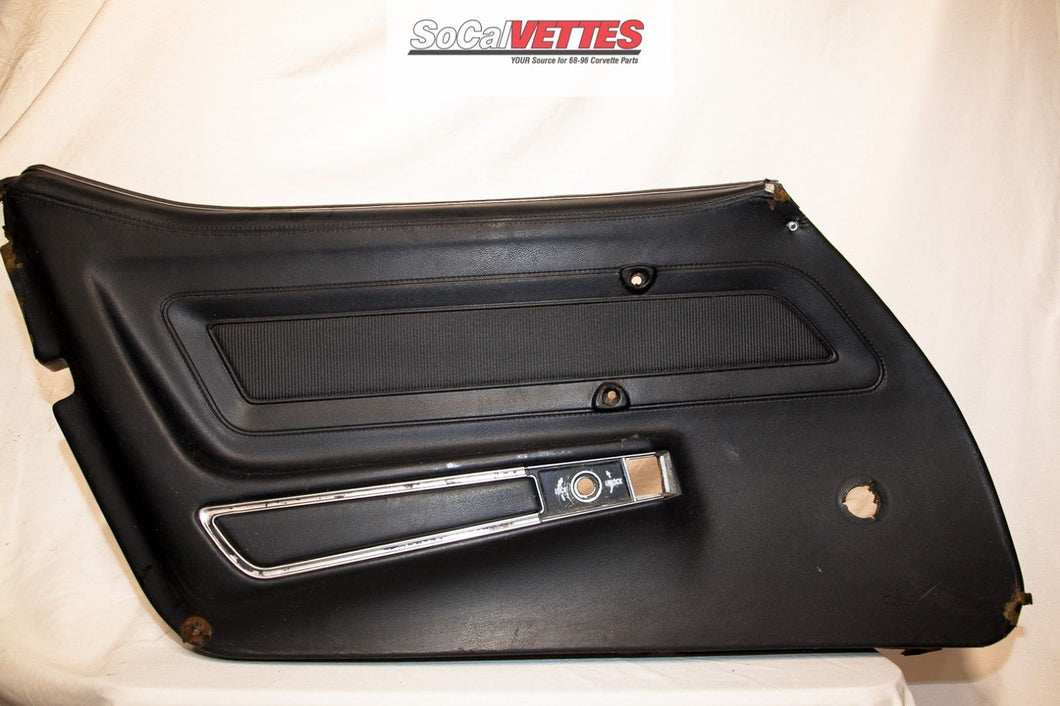 1970-1977 corvette (LH) Driver Door Panel - Original - Black (Manual window)