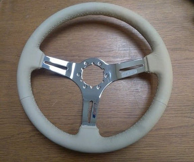 1968-1982 Corvette Tan Leather/ Chrome 3 Spoke Steering Wheel