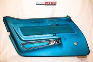 1969 Corvette LH (Driver) Door Panel - Bright Blue - Original (Manual Window)