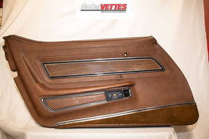 1970-1977 Corvette LH (Driver) Door Panel - Original - Saddle - Deluxe